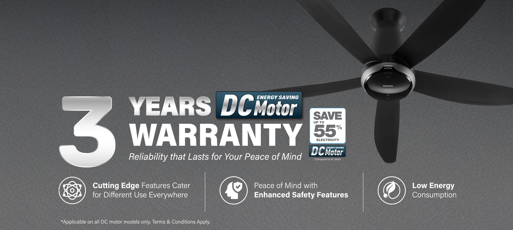 3 Year Warranty DC Motor - Desktop Banner